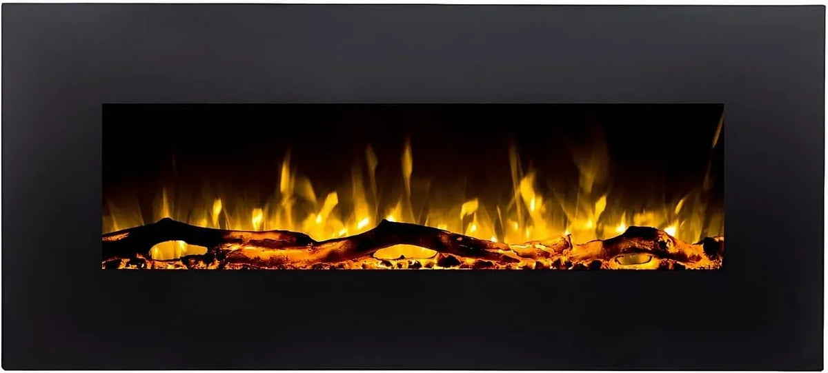 L110 P14 Cheminée électrique Murale Lalita, Vente-unique, L110 x P14 x H49 cm, Noire