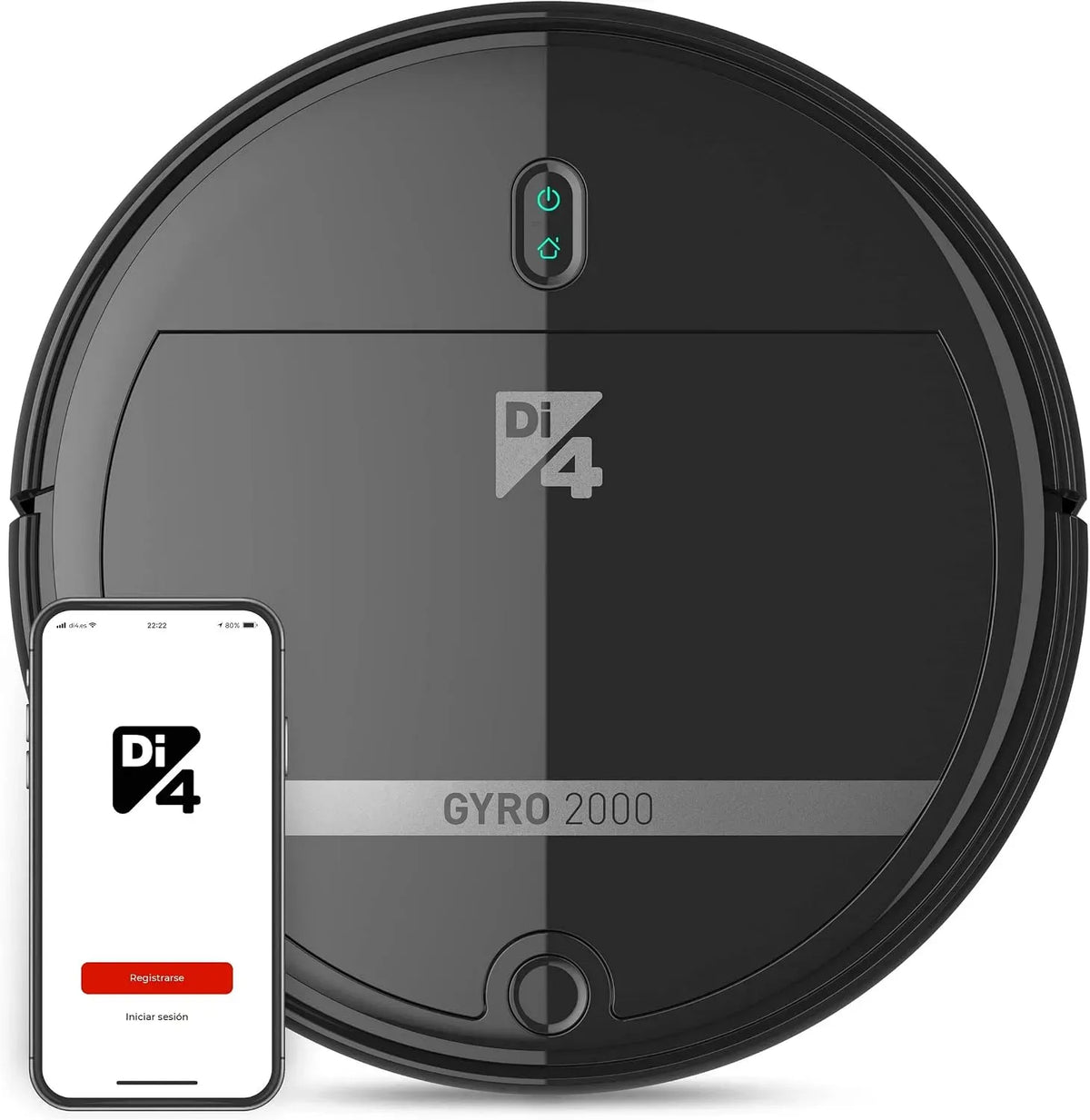Google Di4 4en1 Robot aspirateur, 5 programmes, application, Google Assistant, Alexa et Siri, 120min d'Autonomie, APP Control Alexa et Home, 2000PA