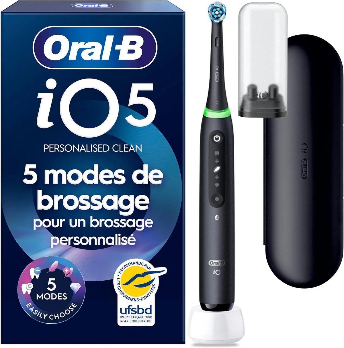 Brosse, brosse à dents rechargeable, Oral-B Brosse à Dents Electrique iO 5 équipé de Brossette de Rechange