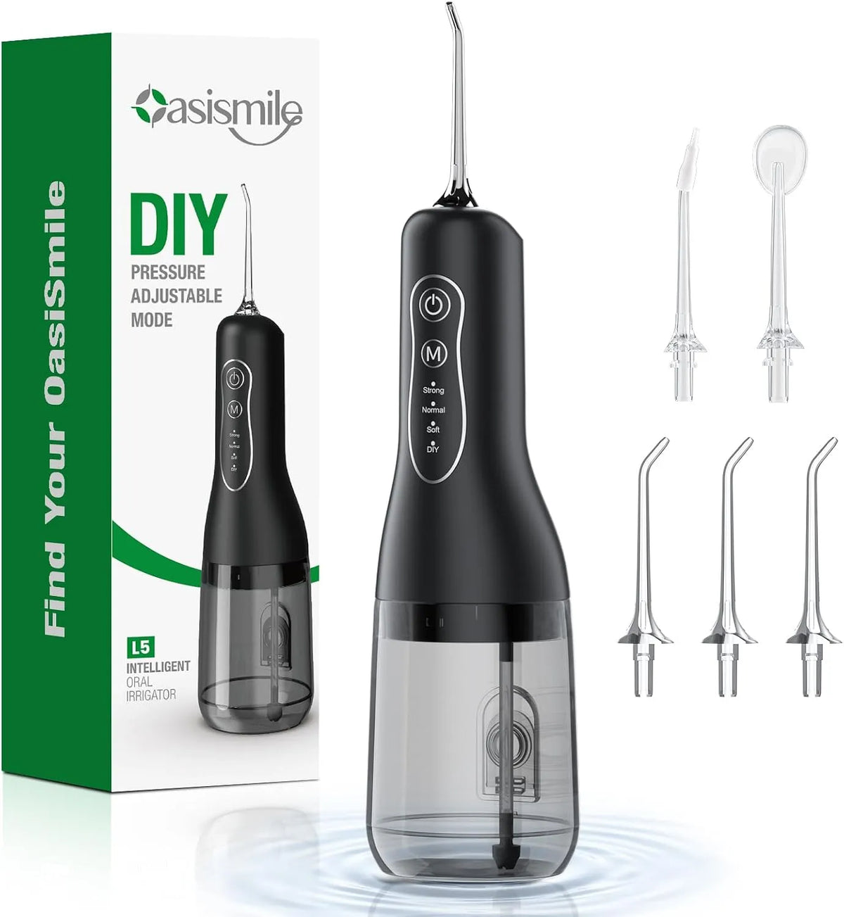 IPX7 40 jours, étanche pour un nettoyage quotidien en profondeur pour soins dentaires, OasiSmile Hydropulseur électrique sans fil vainqueur du test