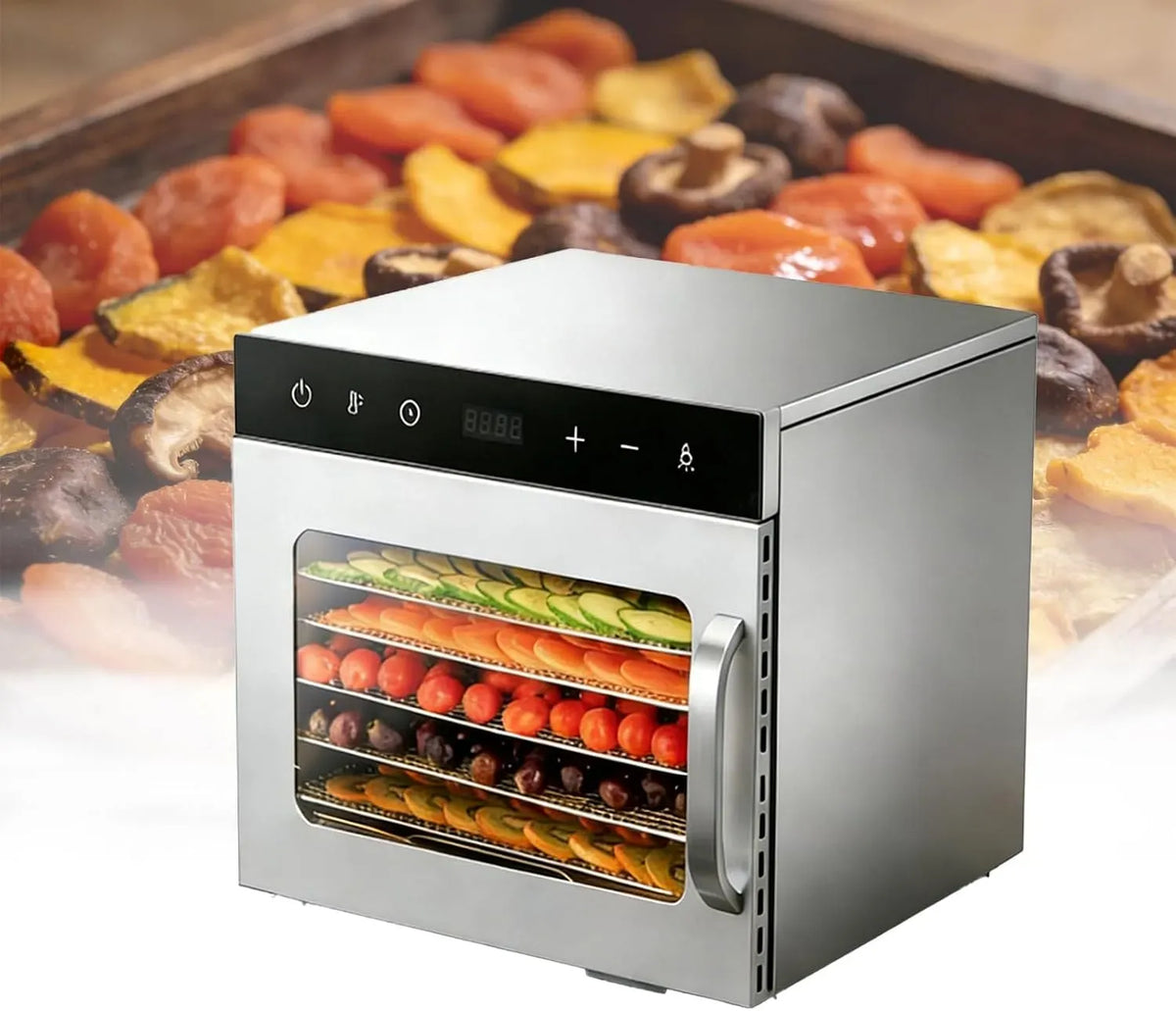 Déshydrateur Alimentaire pour usage professionnel 6/8/10/12 Plateaux INOX︱Deshydrateur Contrôle Précis 30 à 90°C Minuterie 30 Min à 24h︱pour