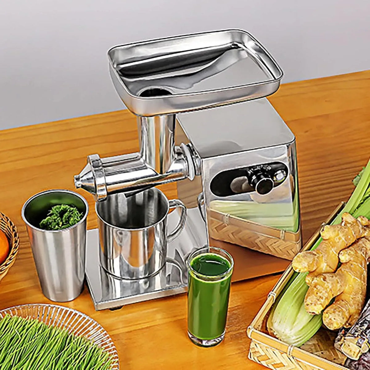 Extracteur de jus, 200 W, professionnel, acier inoxydable, 2 tasses