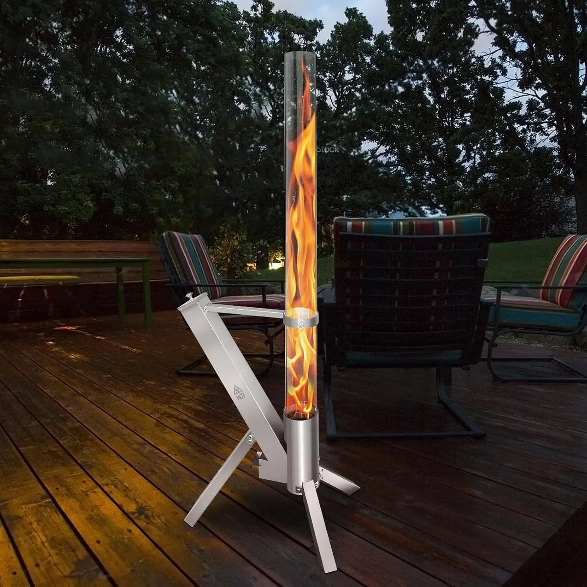 terrasse, Kit Pellet Torch avec Tube en Verrea, pour Cheminée de Jardin, Flamme jusqu'à 1m, Fonctionne aux granulés, ajoute de la lumière et de