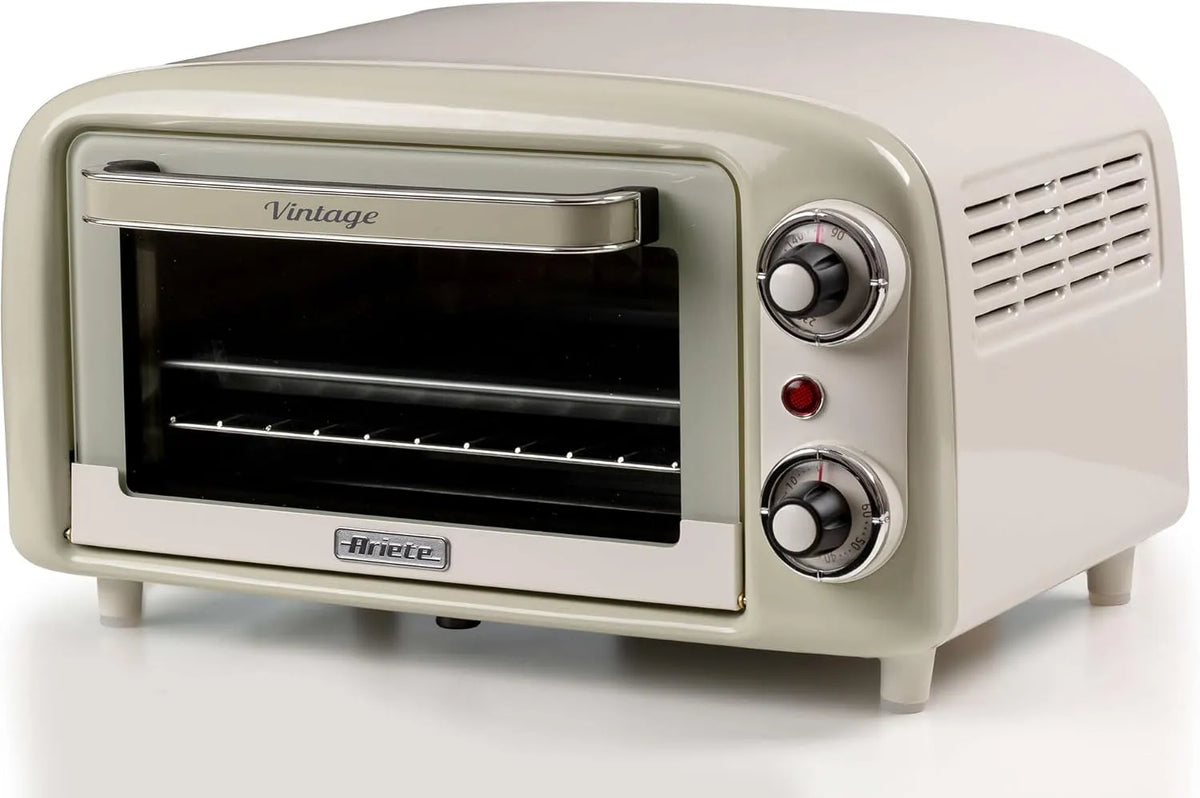 Four électrique, 10 L, 800 W, minuteur, gril, acier inoxydable, Température jusqu'à 230°, Minuterie 60 minutes, capacité 10L, 800W, Beige, pour Cuire