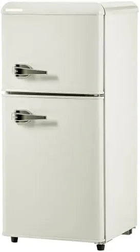 Réfrigérateur combiné, 60 L, 88,8 x 45,5 x 42,5 cm, frigo avec congélateur, blanc, Mini frigo rétro 60 L avec congélateur 22 L