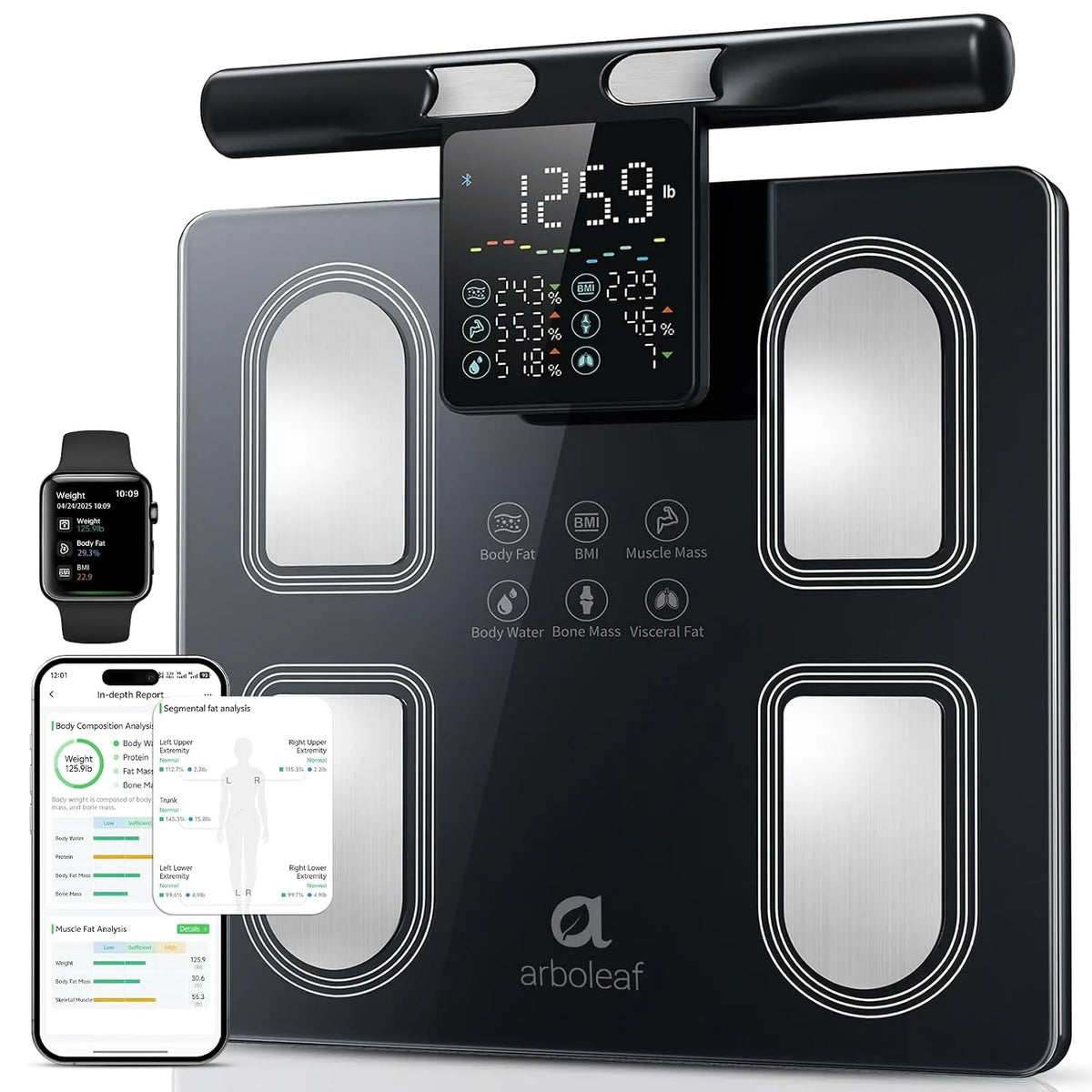 Balance, arboleaf Balance Impedancemetre Connectée à 8 Électrode équipé de 50+ Mesure IMC