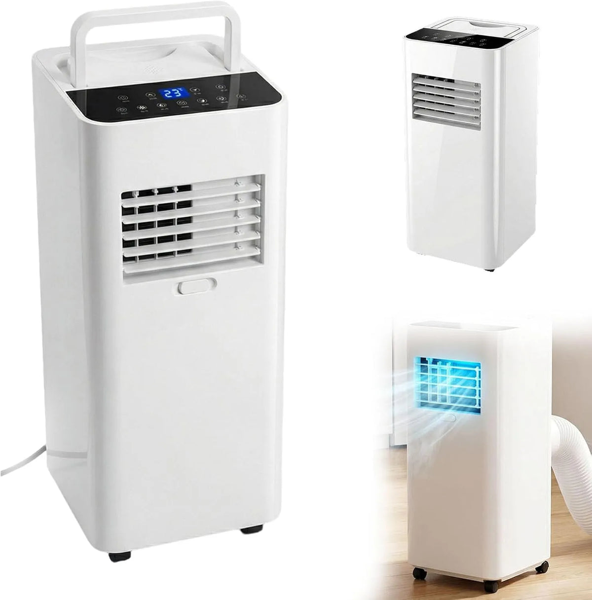 Climatiseur, portable, minuteur, 2 Vitesses avec Télécommande, Fonctions de Refroidissement, Déshumidificateur, ventilation, Kit Fenêtre