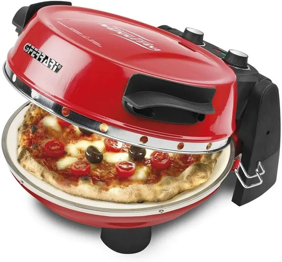 Four électrique à pizza G10032, 31 cm, 1200 W, minuteur, rouge, G3 Ferrari Pizzeria Snack Napoletana, Double Pierre Réfractaire