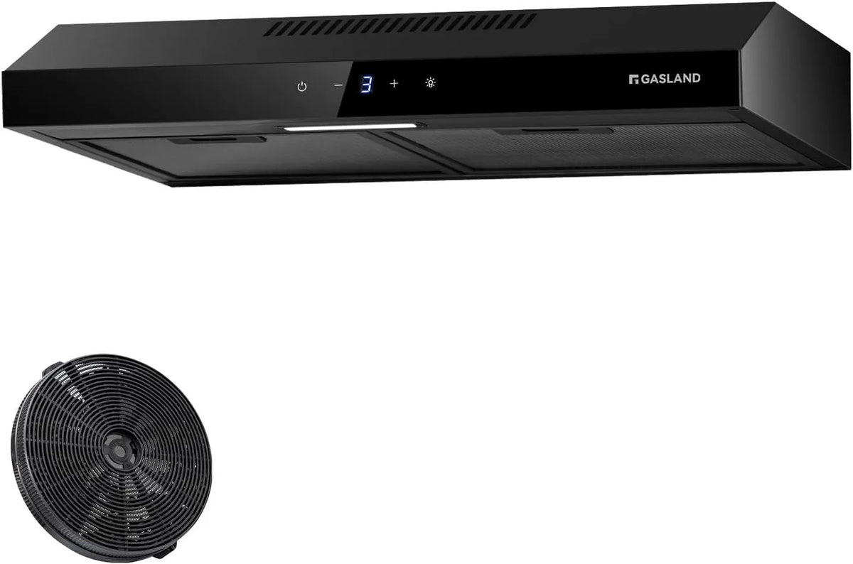 Hotte aspirante, 60 cm, 202 m3/h, hotte de cuisine, GASLAND SR60BS CF158, tactile, 3 niveaux, silencieux, noir