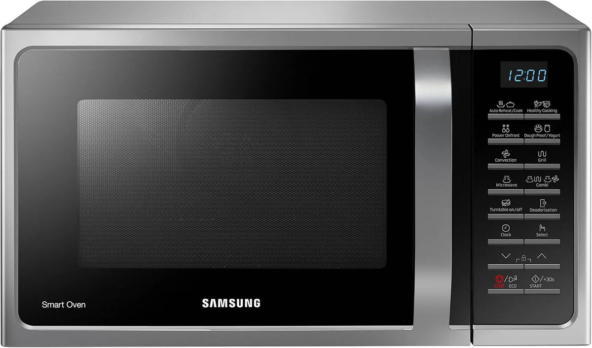 Samsung MC28H5015CS Micro-ondes, 51, 7 x 31 x 47, 6 cm, 28 L, 900/1500 W, gril, four micro-ondes, SmartOven, Grill 1500 W, Argent