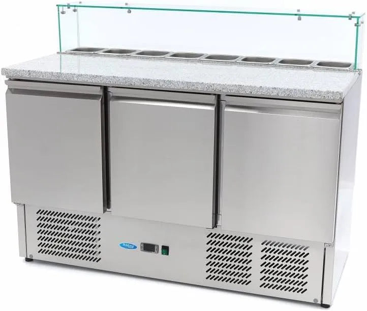 Réfrigérateur, 137 cm, pizza, s'adapte à 8 x 1, 6 GN, 3 portes, Maxima Réfrigérateur pour la préparation des pizzas - 137 cm - 3 portes - s'adapte à 8