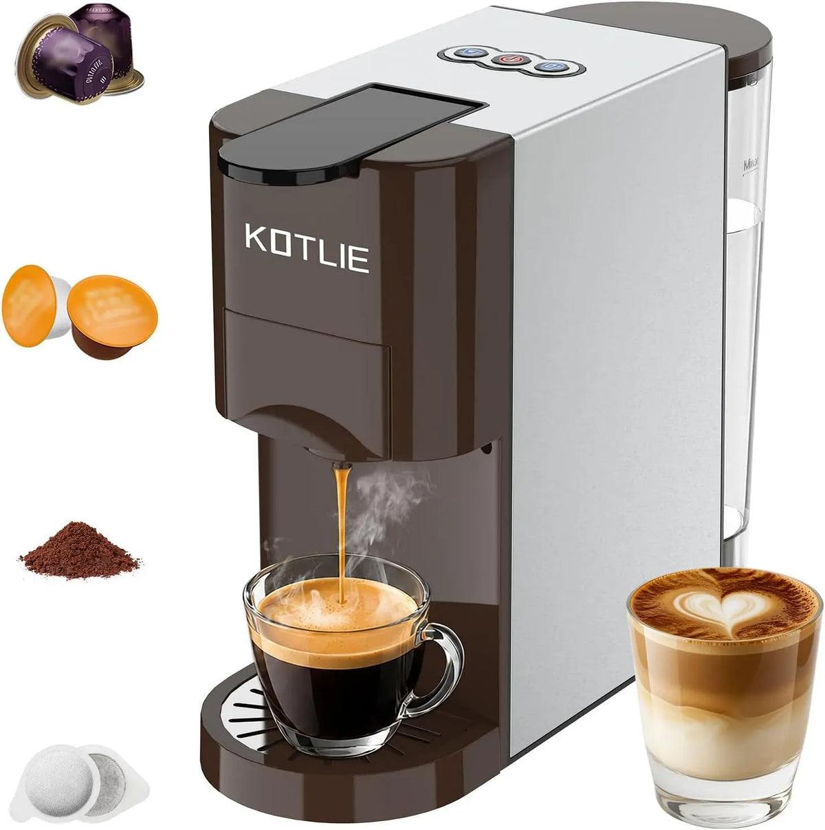 Cafetière électrique, KOTLIE, machine à café, Cafetière Multi-Capsules 4 en 1