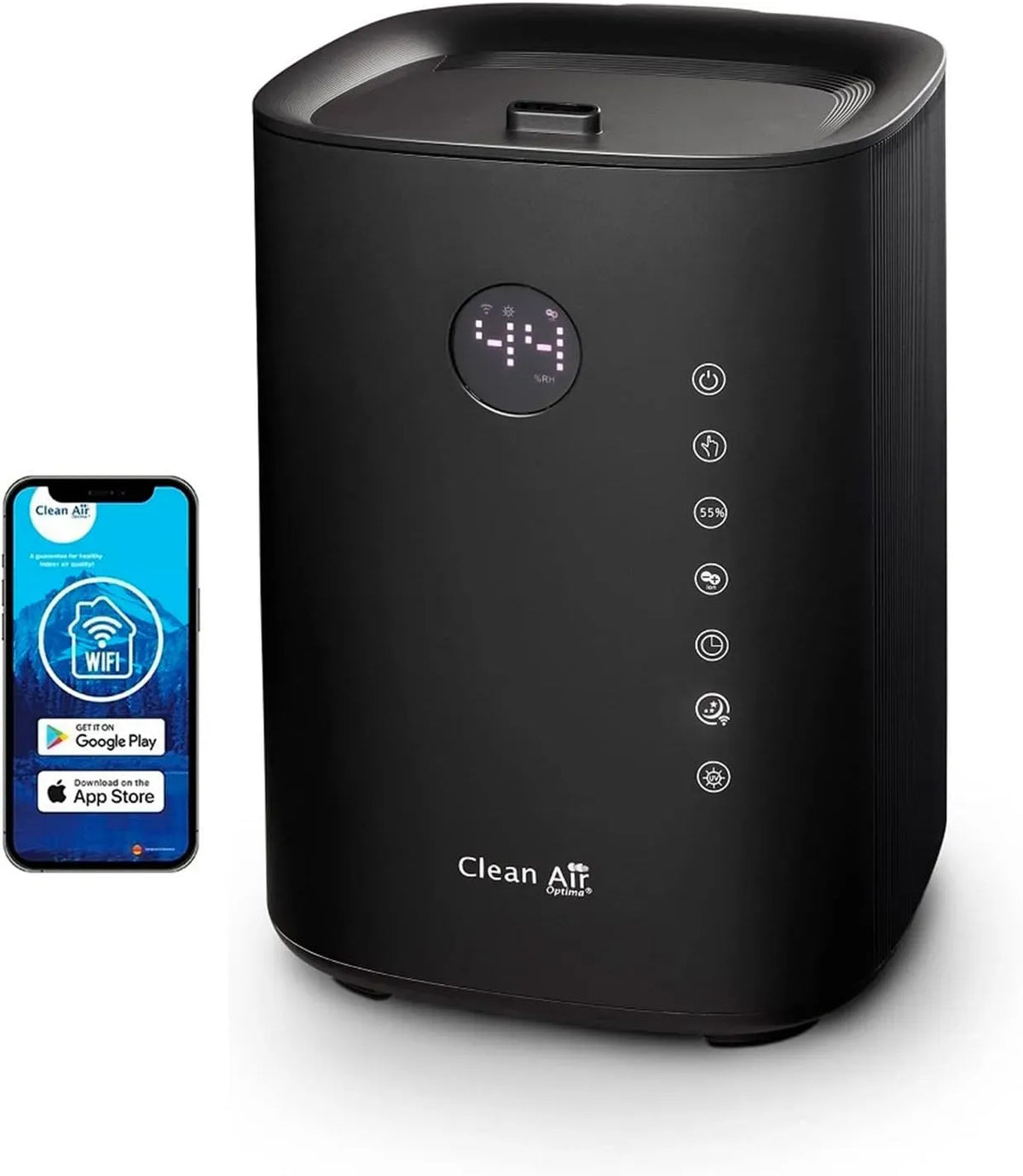 Purificateur d'air, Clean CA-604 min.120, noir, Idéal pour les pièces jusqu'à 55m²/140m³, Air Optima Smart Top Filling, 400 ml/h