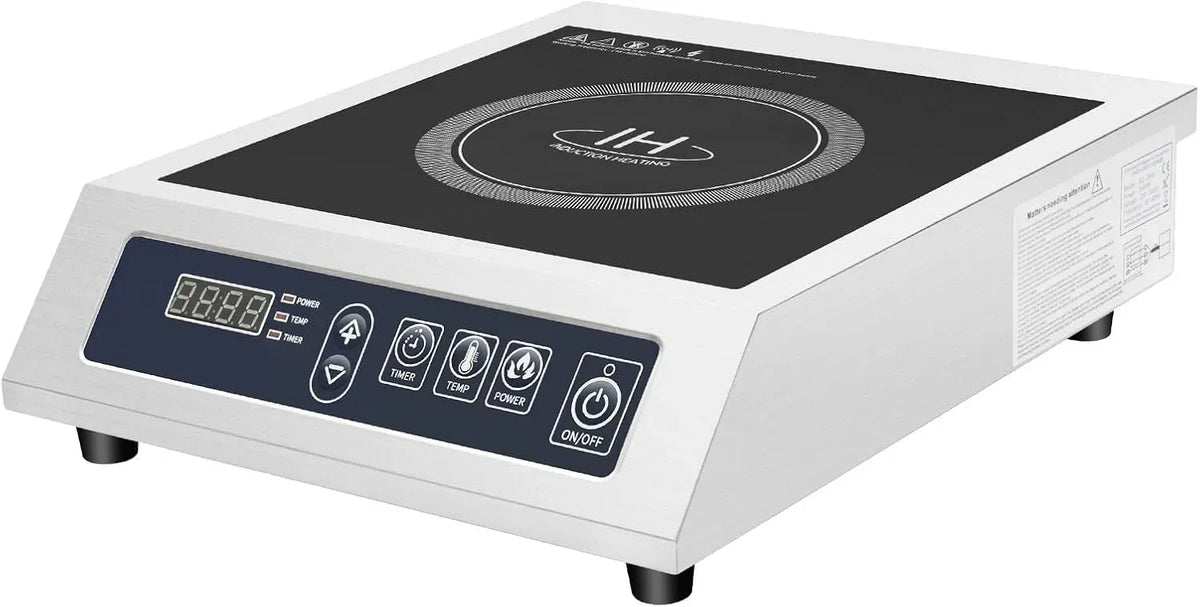 Plaque à induction, 3500 W, table de cuisson à induction, minuteur, professionnel, acier inoxydable, 11 niveaux de puissance, 75 kg