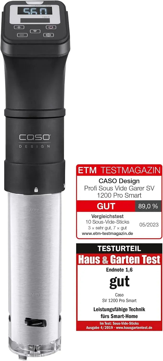 Caso SV 1200 Cuiseur, appareil de cuisson sous vide, IP65, application, 2 zones de température