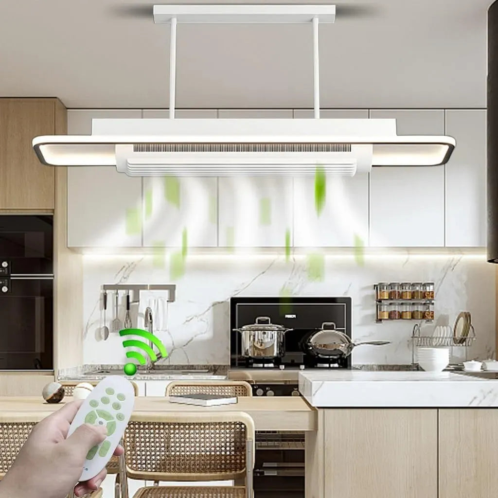 Ventilateur, 100 cm, encastrable, éclairage LED, silencieux, blanc, Montage encastré