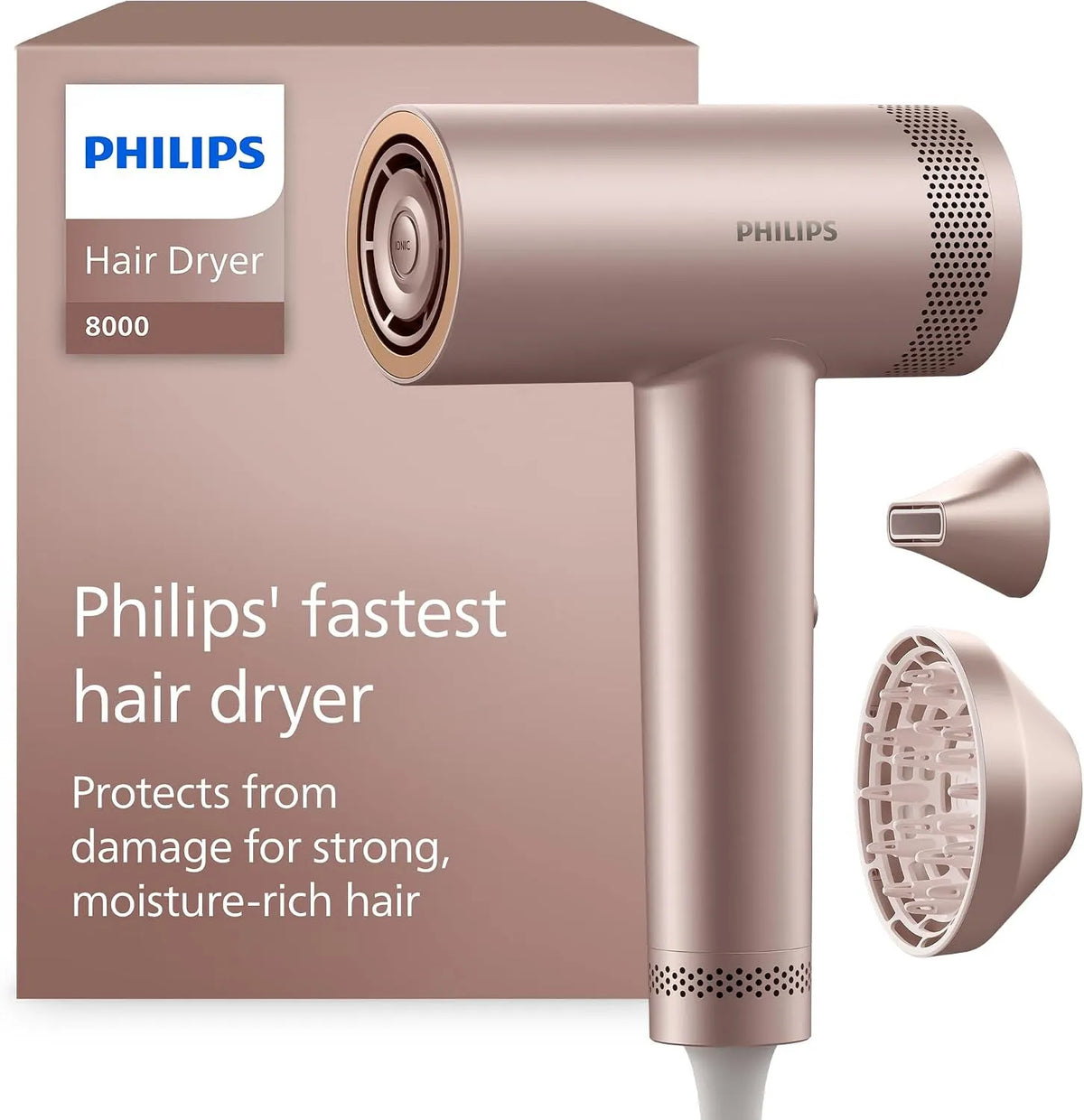 Philips BHD837/10 diffuseur, moteur, 1400 W, dalle IPS, pour un séchage rapide et soin du cuir chevelu