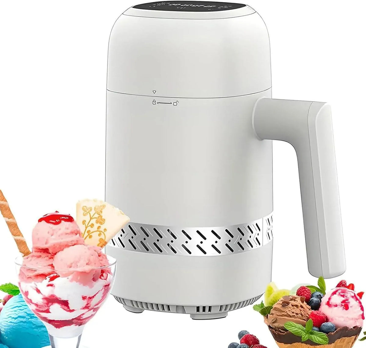 6-en-1 Machine À Desserts, machine à glace et sorbet, 300 ml, tactile, pour Glace À L'Italienne Et Yaourt À La Maison, Sorbetière