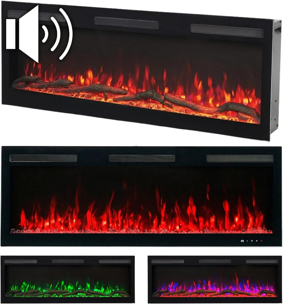 Radiateur électrique, Cheminée électrique Murale LED Majestic Pro 153, 153x46x13, AFLAMO