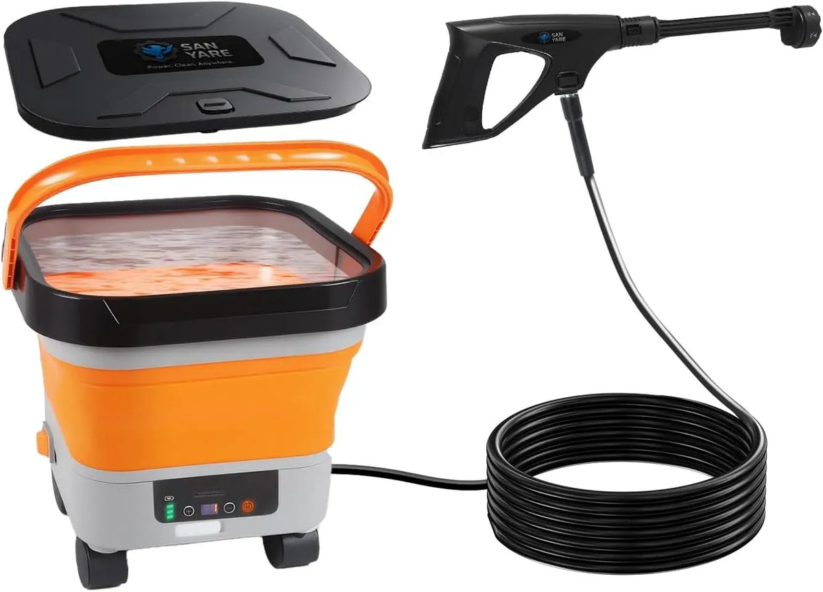 Nettoyeur haute pression, 10 L, grand réservoir, 7 niveaux de vitesse, buse 6 en 1 et tuyau de 5 m