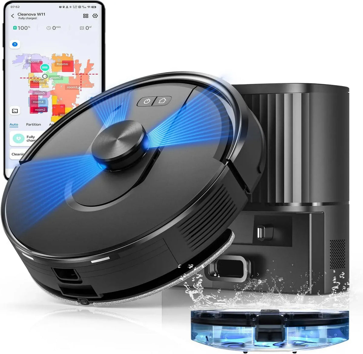 Robot aspirateur W11 180min, Connecté par Alexa/APP