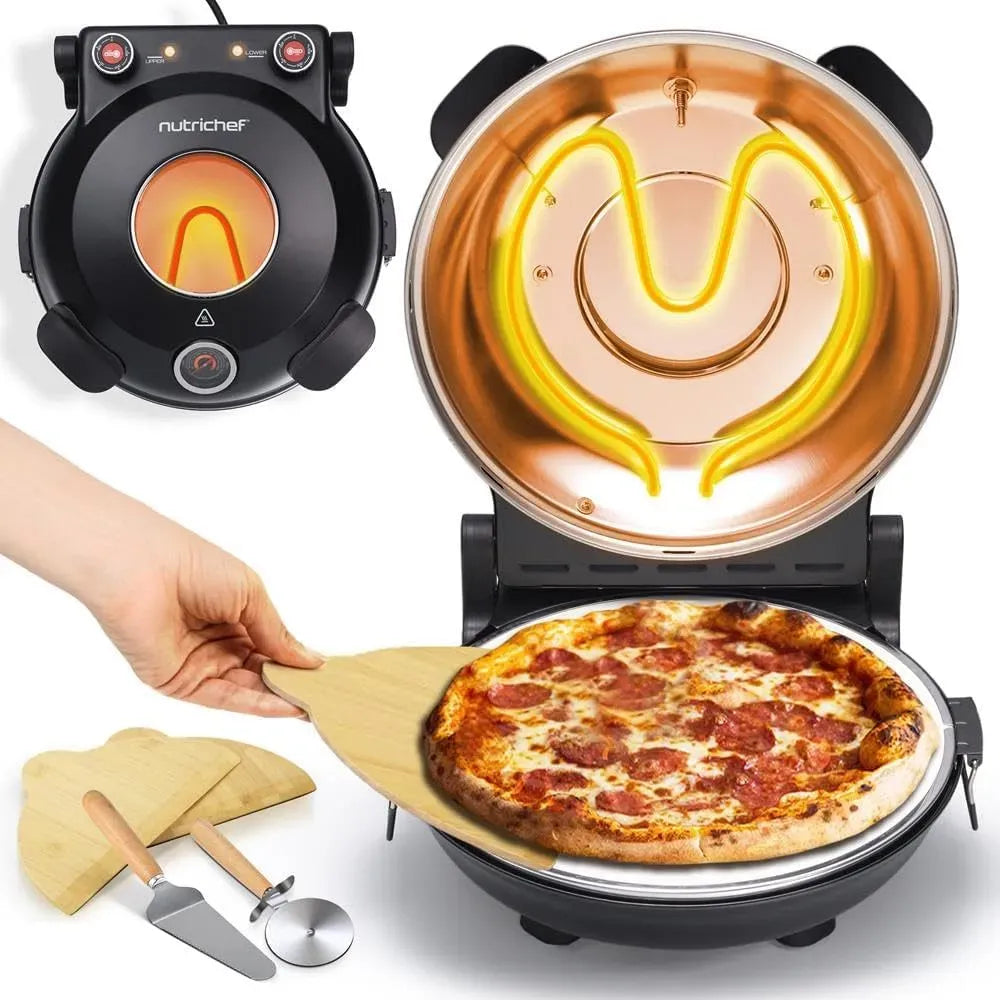 Four électrique à pizza, 30 cm, thermostat, noir, Chauffe Jusqu'à 425°C
