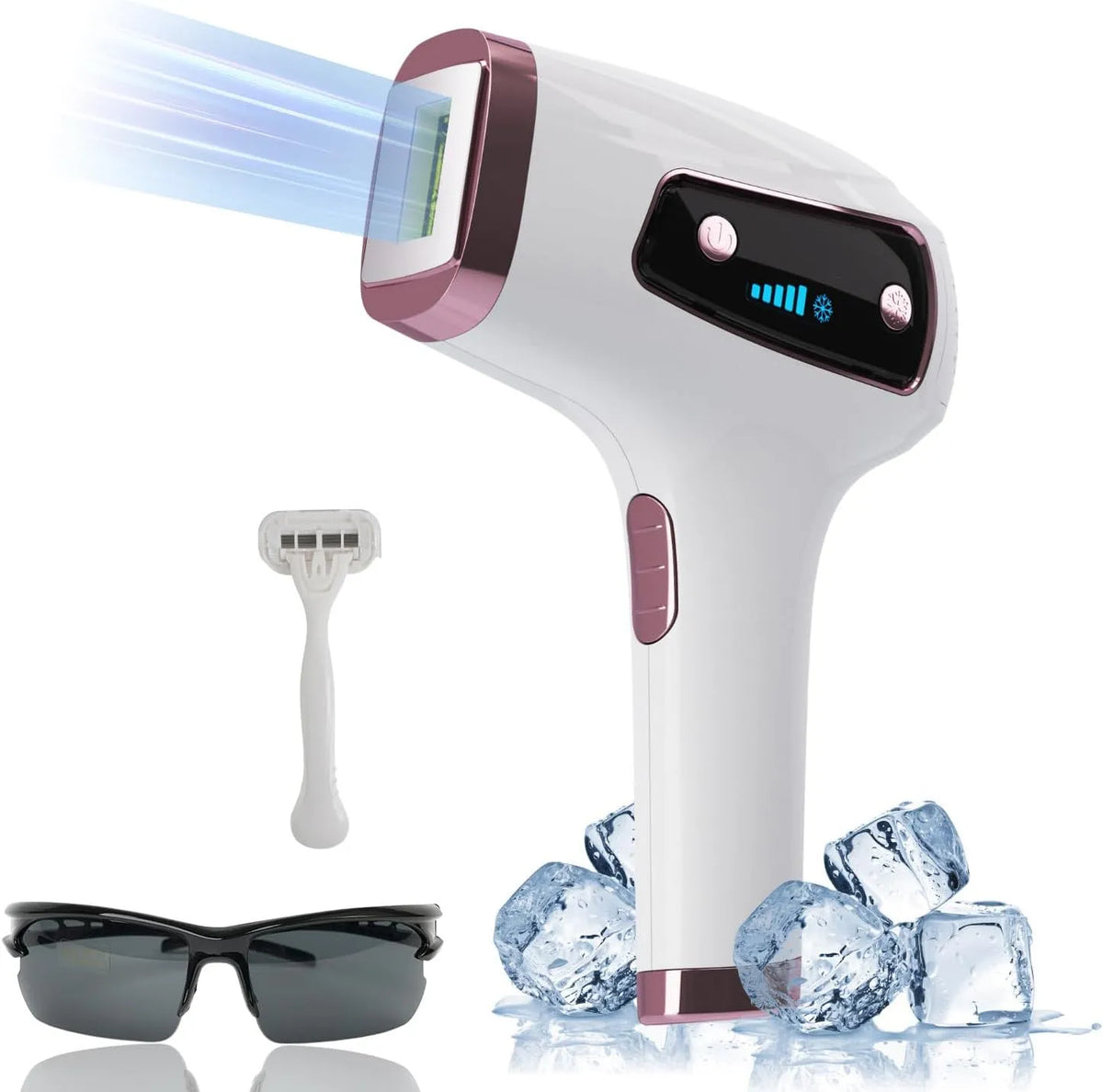 Épilation laser sans douleur équipé de glace 5 niveaux d'énergie