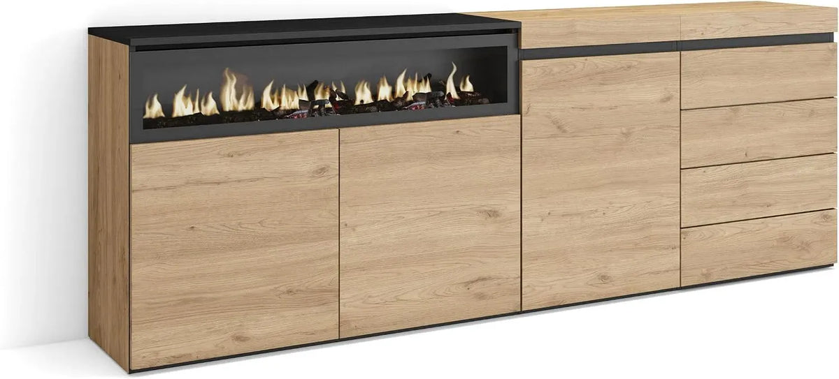 Cheminée électrique, Skraut Home, 207x75x35 cm, Buffet, Bahut