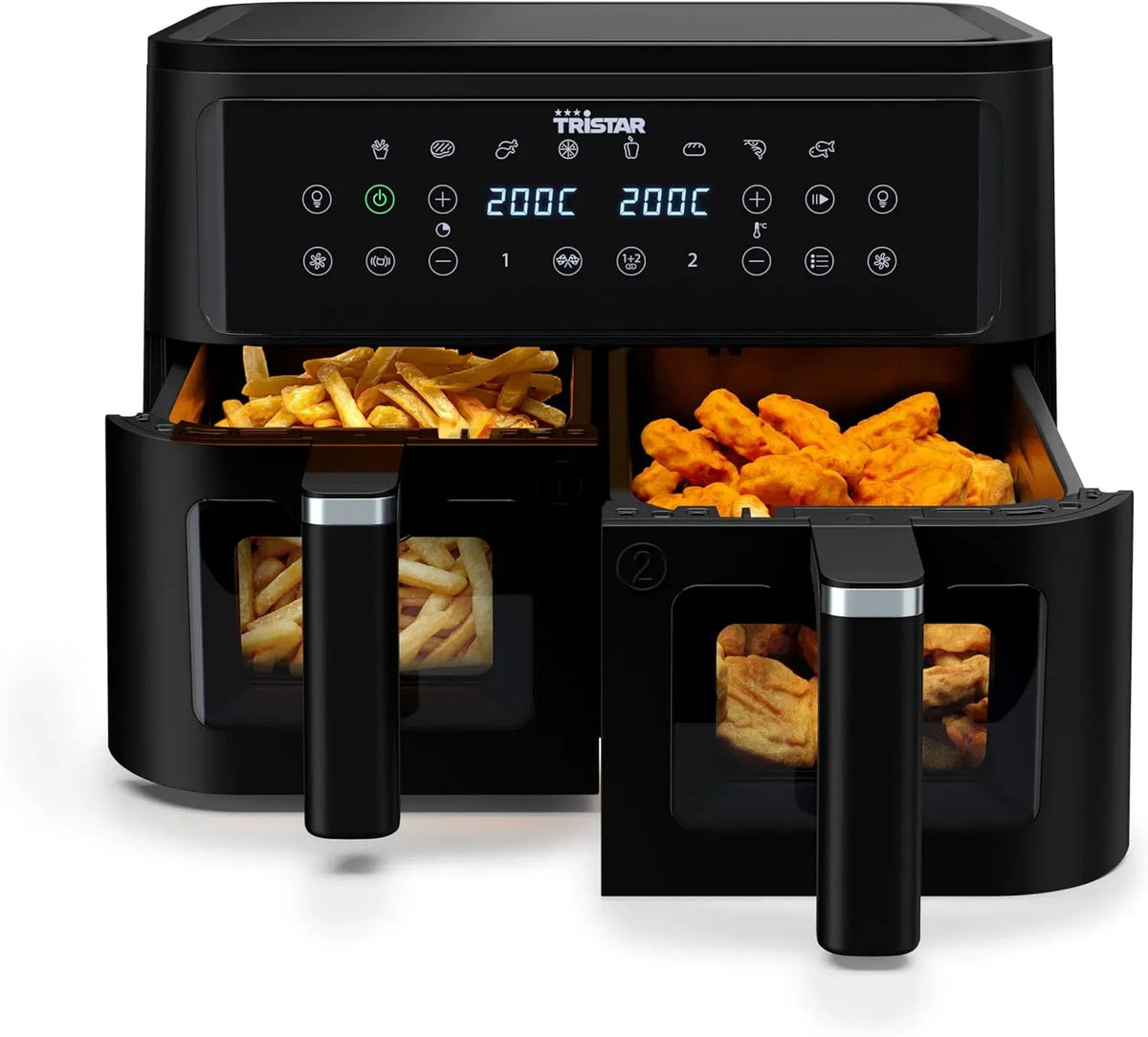 Friteuse à air chaud FR-9429, 9 L, 2500 W, 10 programmes, tactile, noir, Écran Tactile, Sans PFAS