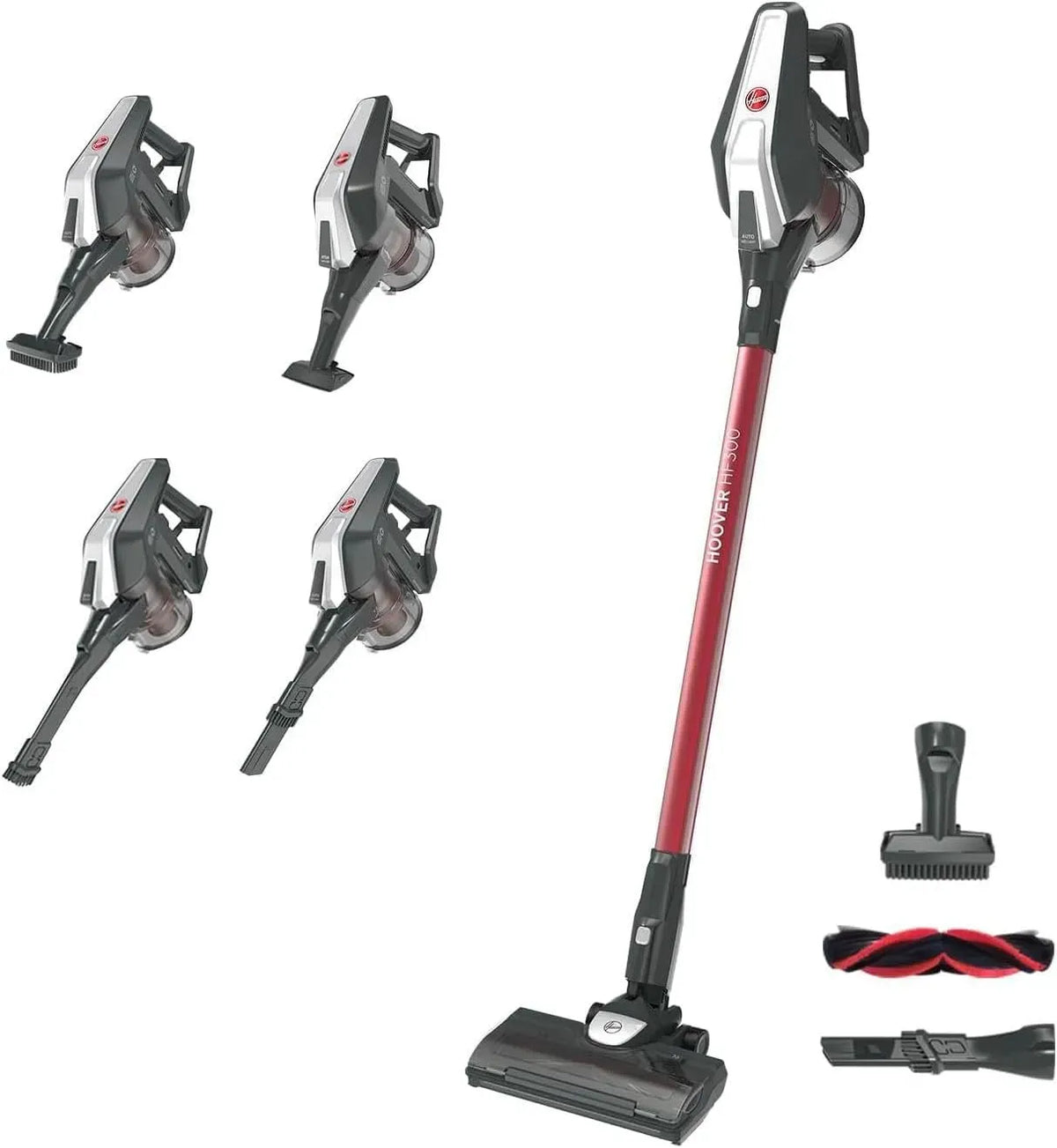 Hoover HF322TH Aspirateur, éclairage LED, gris, Grande autonomie, 2 Brosses Accessoires