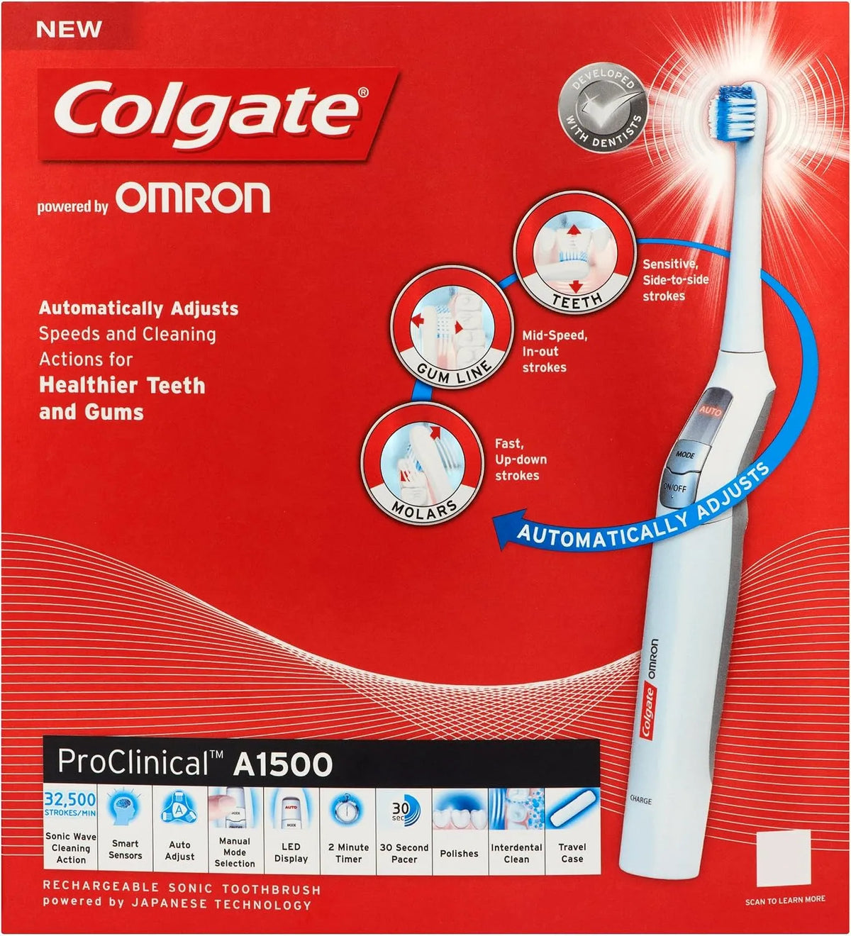A1500 Brosse, brosse à dents rechargeable, blanc, Colgate