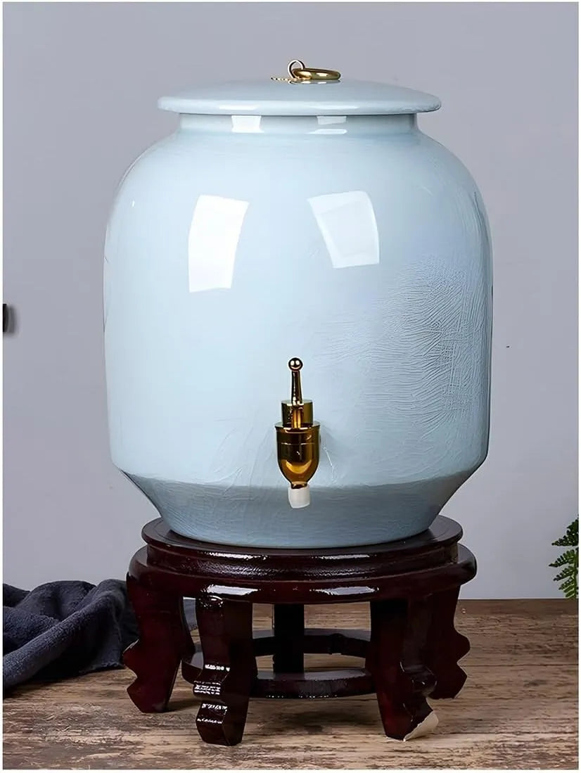 Distributeur, 5 L, grand réservoir, Pot à Eau en Terre Cuite avec Couvercle