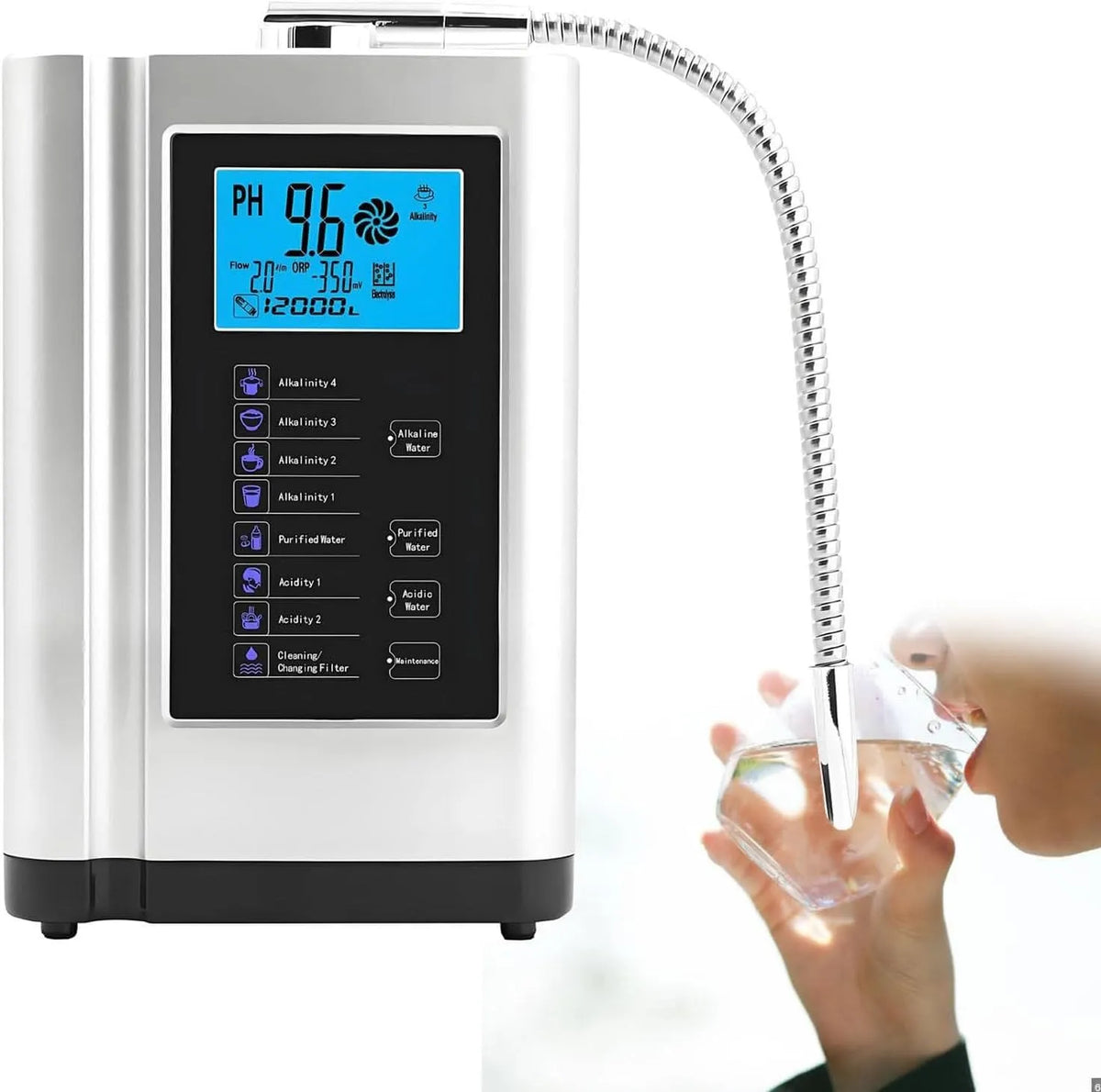 Appareil, argenté, Ioniseur d'eau, purificateur d'eau pH 3,5-10,5