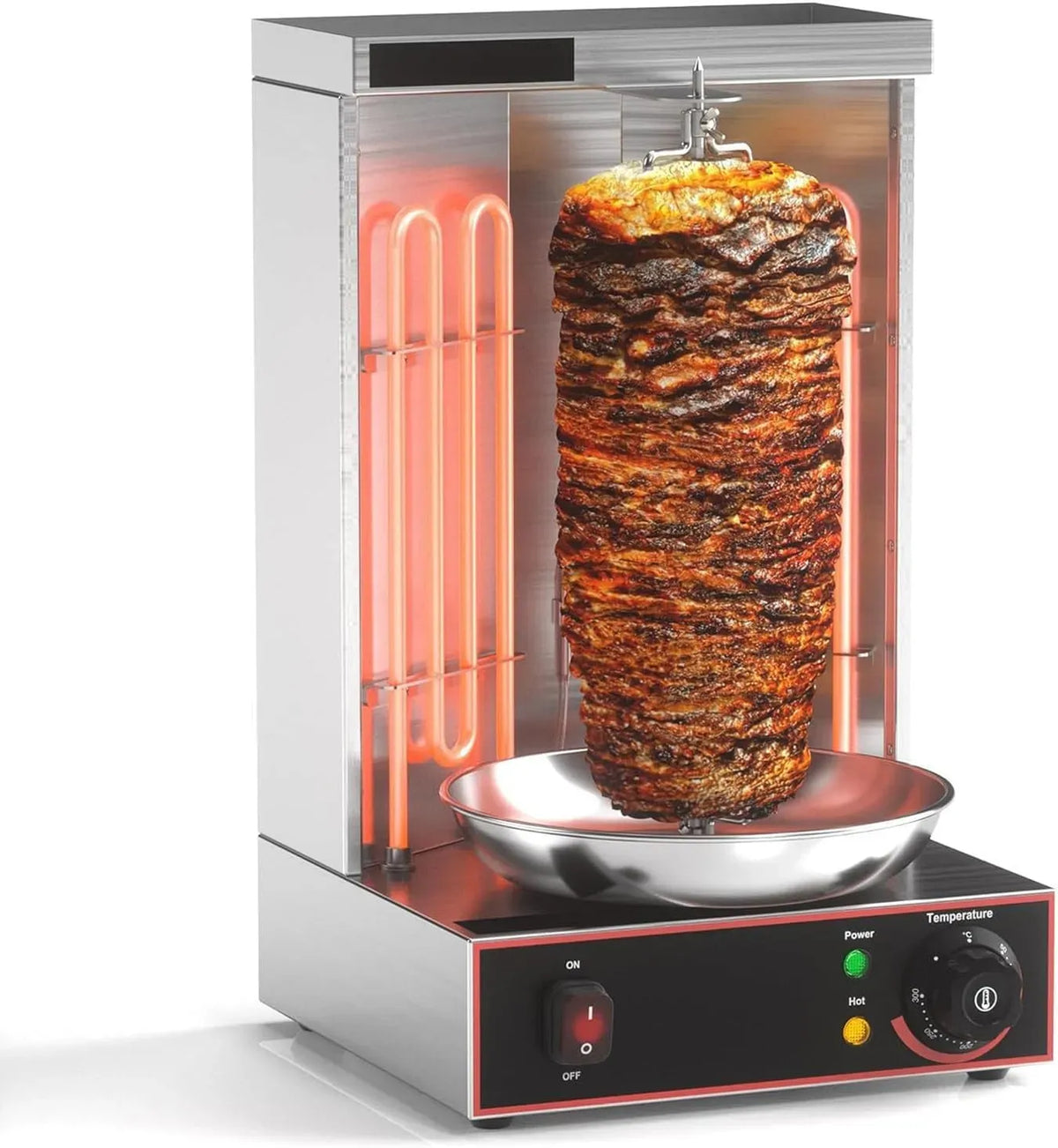 Rôtissoire verticale, 2400 W, 50 à 300 °C, gril vertical, professionnel, acier inoxydable