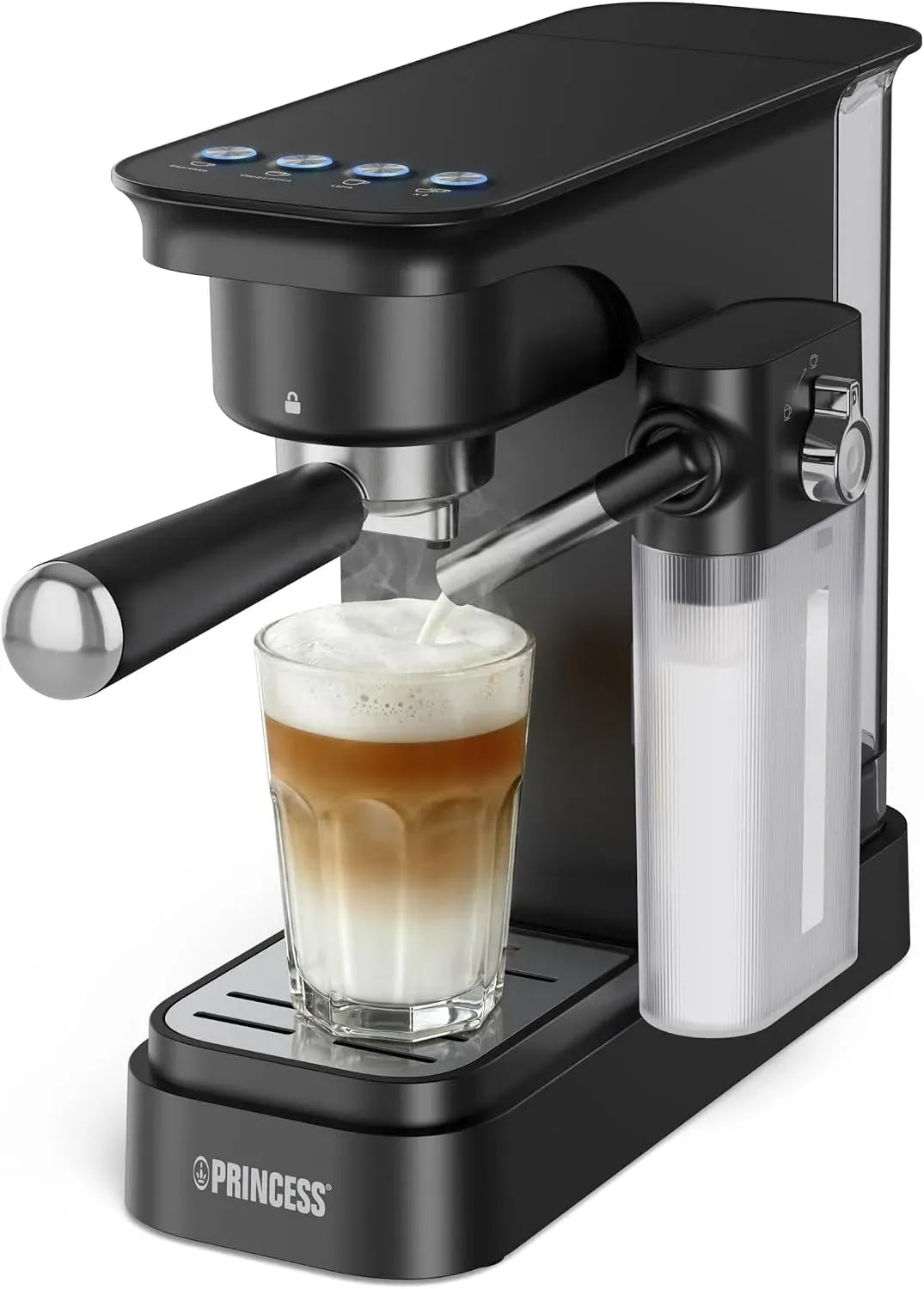 Princess Machine à expresso, 0,8 L, grand réservoir, amovible, Pompe 20 Bars, Préparation Simultanée de 2 Tasses, 001, 249422, Réservoir d Eau 0,8 L