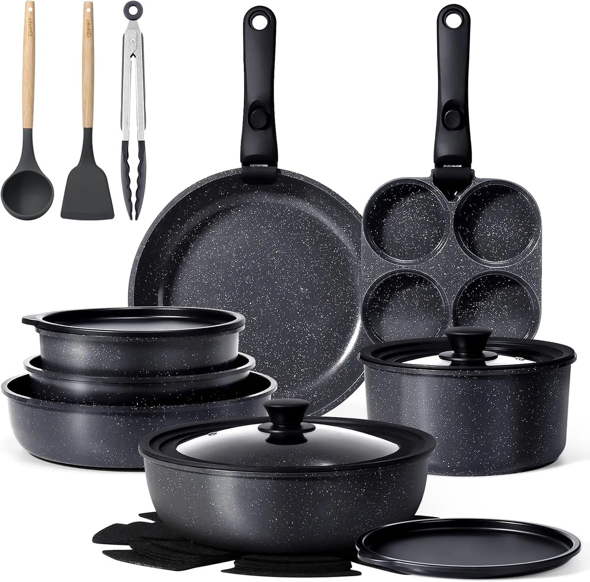 Batterie, batterie de casseroles et poêles, amovible, Cuisine CéRamique AntiadhéSive et Poign