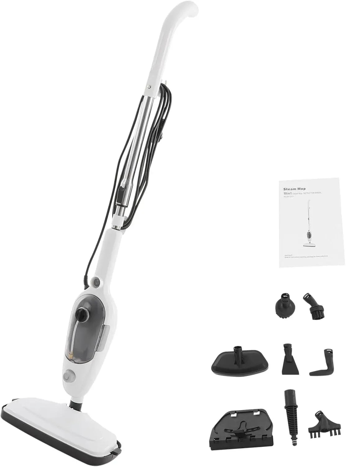 Nettoyeur vapeur, 1300 W, grand réservoir, usage sur sols, cuisine, voiture, vitres et canapé, vapeur de 100 °C, 11 accessoires, réservoir de 450 ml