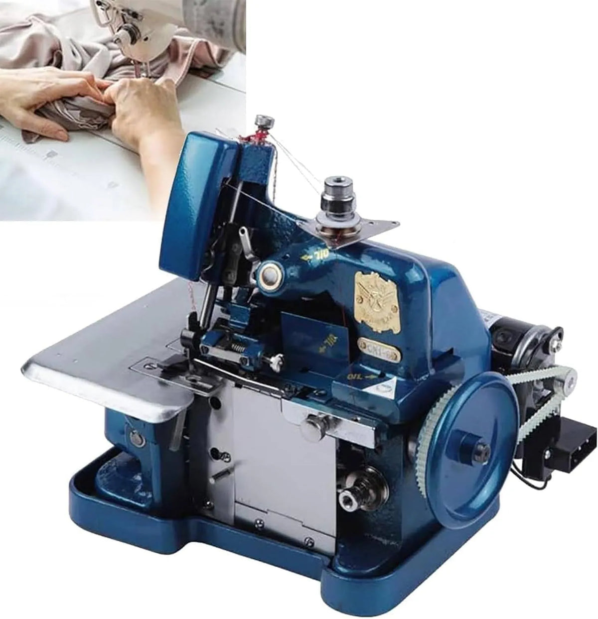 pour Tissus épais, Surjeteuse Industrielle, 250 W, avec châssis métallique, Denim