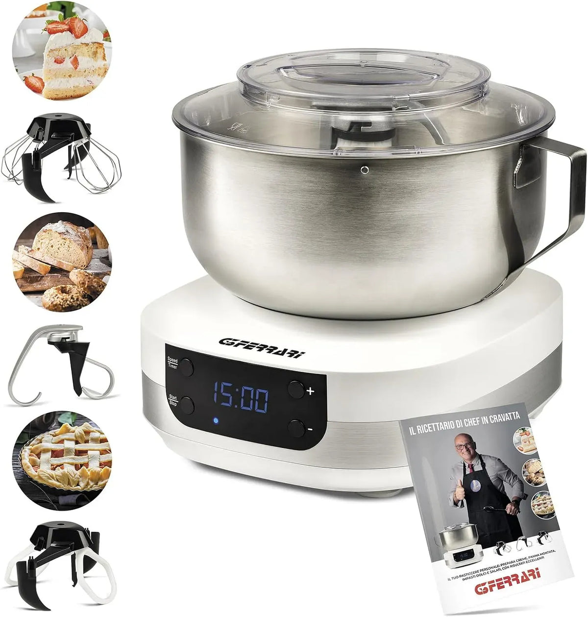 G20145 Robot, 5 L, minuteur, acier inoxydable, 5 vitesses