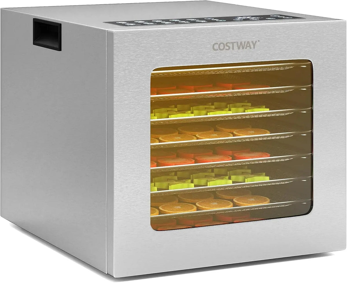 déshydrateur pour aliments, viandes, Déshydrateur alimentaire 850 W en acier inoxydable avec 8 compartiments, déshydrateur avec minuterie 48 h et
