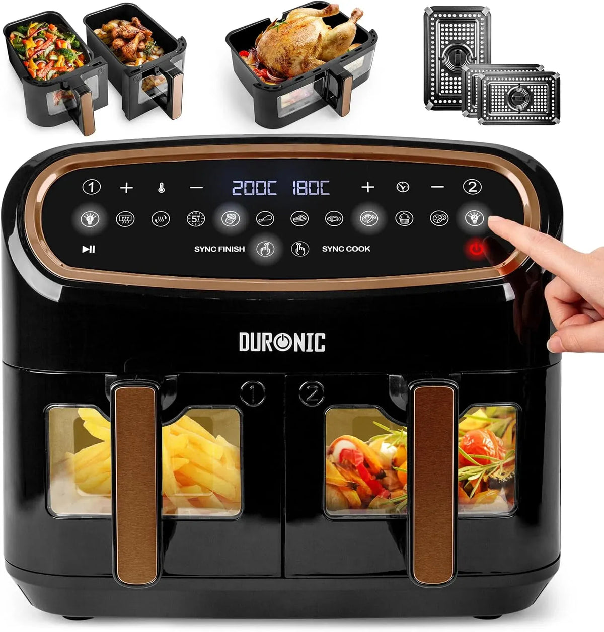 Friteuse à air chaud, 10 L, 2400 W, 10 programmes, Duronic AF34