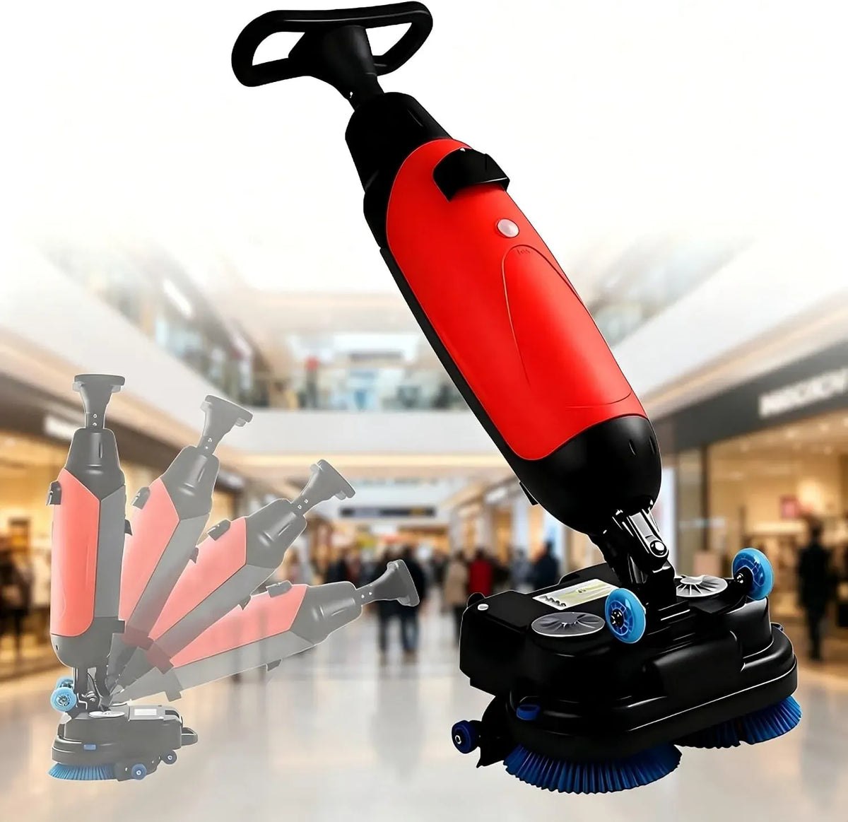 machine de nettoyage, brosse, industriel, rouge
