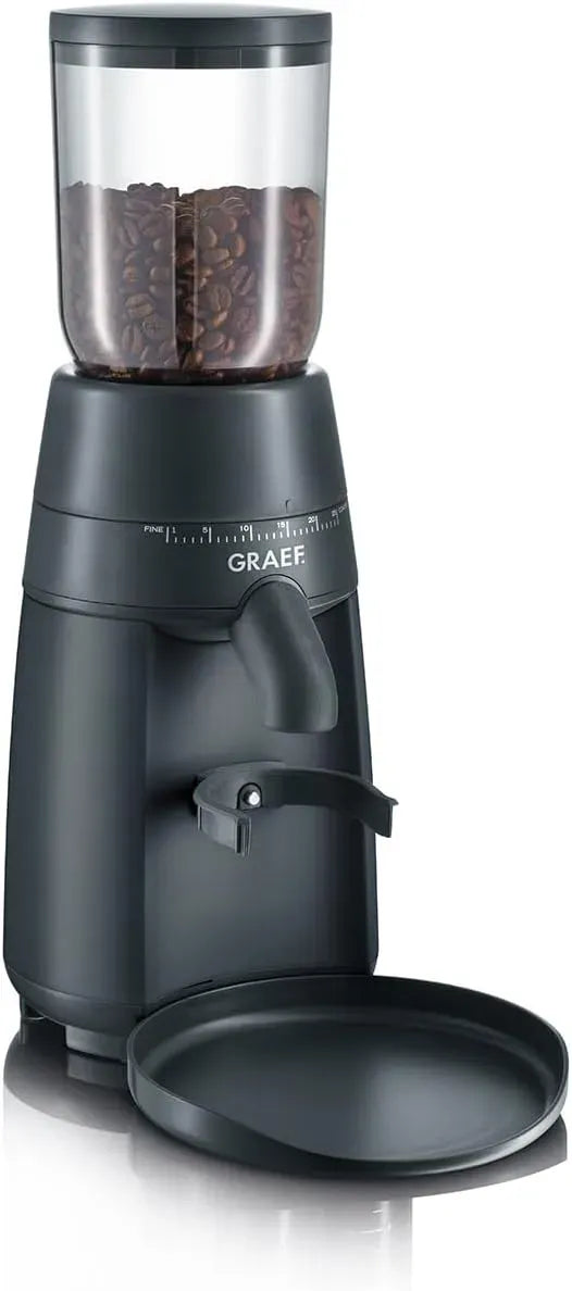 GRAEF CM702 porte-filtre, Moulin, broyeur à grains de café, 250 g, 12 tasses, grand réservoir, acier inoxydable, 24 niveaux, noir