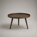 Table d'appoint ronde 60 cm en MDF effet noyer avec rebord circulaire et pieds en bois 60 x 60 x 45 cm
