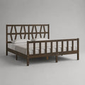 Lit double en bois de pin massif marron avec tête de lit ajourée géométrique 160 x 200 cm