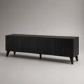 Meuble TV bas en MDF noir mat avec façades cannelées rectangulaire 180 x 40 x 55 cm
