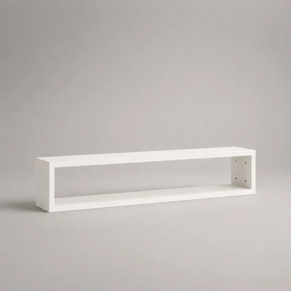 Étagère murale TV en MDF blanc avec niche ouverte horizontale 200 x 25 x 30 cm