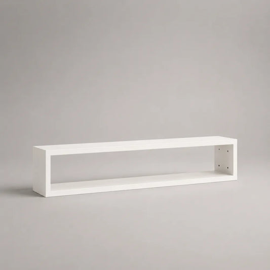 Étagère murale TV en MDF blanc avec niche ouverte horizontale 200 x 25 x 30 cm