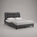 Lit double rembourré en tissu gris anthracite avec tête de lit capitonnée et structure ondulée 160 x 200 cm