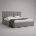 Lit double 160 x 200 cm cadre rembourré en tissu polyester gris avec tête de lit capitonnée